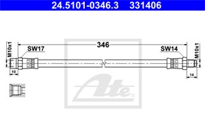 Bremseslange, Framaksel, MERCEDES-BENZ, 123 428 06 35, 129 428 00 35, A 123 428 06 35, A 129 428 00 35