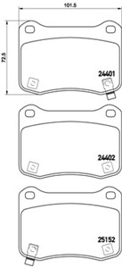 Bremseklosser sett, Bakaksel, LEXUS IS II, 044660W030, 044660W031