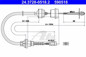Kabel, clutchbetjening, CITROËN,FIAT,PEUGEOT, 1310131080, 1318447080, 2150 J2, 2150 T5