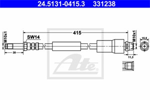 Bremseslange, Bakaksel, MERCEDES-BENZ,VW, 2E0 611 707 B, 906 428 03 35, A 906 428 03 35