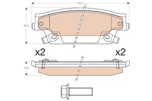 Bremseklosser sett, Bakaksel, CADILLAC SRX, 89047757, 980447758