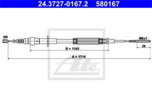 Kabel, parkeringsbremse, Bak, VW PASSAT B3/B4, PASSAT B3/B4 Variant, 357 609 721 C