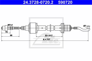 Kabel, clutchbetjening, OPEL CORSA B, CORSA B Kombi, CORSA B Skåp/halvkombi, TIGRA, VAUXHALL TIGRA Mk I, 6 69 186, 90446929