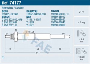 Glødeplugg, TOYOTA LAND CRUISER, LAND CRUISER Pick-up, 19850-56010, 19850-56012, 19850-58010, 19850-68020, 19850-68040, 19850-68060, 198