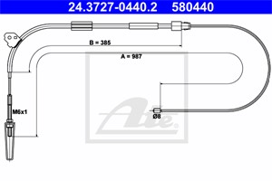 Kabel, parkeringsbremse, Foran, MERCEDES-BENZ A-KLASS [W168], 168 420 13 85, A 168 420 13 85
