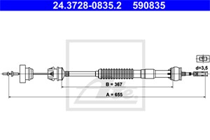Kabel, clutchbetjening, PEUGEOT 306, 306 Break, 306 Cabriolet, 306 Halvkombi, 306 Skåp / kombi, 306 Skåp/halvkombi, 2150 S0, 2150 Y1