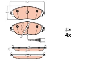 Bremseklosser sett, Framaksel, AUDI,SEAT,SKODA,VW, 8V0 698 151 C