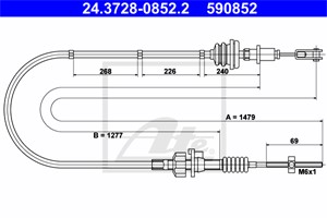 Kabel, clutchbetjening, CITROËN C1, PEUGEOT 107, 2150 CR