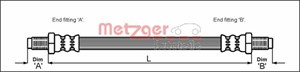 Bremseslange, Foran høyre, Foran venstre, ALFA ROMEO 75, 90, ALFETTA, GIULIETTA, GTV, DAIMLER 2.8 - 5.3, JAGUAR XJ, 116584554400, 605225