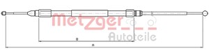 Kabel, parkeringsbremse, Bak, Bakre venstre, Høyre bak, Høyre, Venstre, BMW Z4 Coupé [E86], Z4 Roadster [E85], 34 41 6 757 547, 3440 6 7