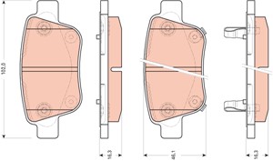 Bremseklosser sett, Bakaksel, TOYOTA ALPHARD / VELLFIRE, PREVIA III, 04466-28110, 04466-58010, AK NS254