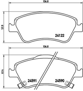 Bremseklosser sett, Framaksel, TOYOTA AURIS, AURIS Skåp/halvkombi, COROLLA Sedan, 0446502160, 0446502200, 0446502210, 0446502260, 044650