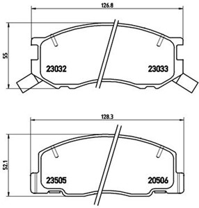 Bremseklosser sett, Framaksel, TOYOTA PREVIA I, 044650B030, 044650B060, 0446528340, 0446528350, 0446528351, 0446528370, 0446528380, 0446