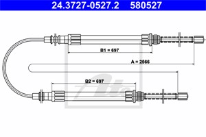 Kabel, parkeringsbremse, Bak, CITROËN,FIAT,PEUGEOT, 4450938, 4834 76, ZF 04 450 938