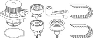 Vannpumpe + registerreimssett, SEAT,VW, 036 121 008LS