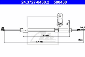 Kabel, parkeringsbremse, Bakre venstre, MERCEDES-BENZ, 203 420 02 85, A 203 420 02 85