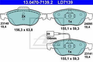 Bremseklosser sett, Framaksel, ALFA ROMEO 147, 156, 156 Sportwagon, LANCIA LYBRA, LYBRA SW, 77362225, 9948887, 9951226