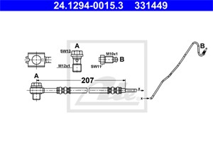 Bremseslange, Høyre bakaksel, Ved bremsekaliper, AUDI,SEAT,VW, 6R0 611 764 A, 6R0 611 764 B, 6R0 611 764 F, 6R0 611 764 M