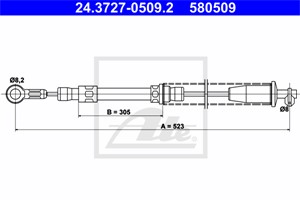 Kabel, parkeringsbremse, Bakre venstre, FIAT UNO, UNO Skåp, 7609367, 7671310