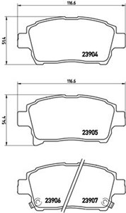 Bremseklosser sett, Framaksel, TOYOTA COROLLA, MR2 III, PRIUS Liftback, 044650D020, 044650D030, 044650W080, 0446512581, 0446517102, 0446