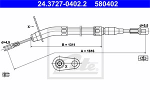 Kabel, parkeringsbremse, Høyre bak, MERCEDES-BENZ 123 Coupé [C123], 123 Sedan [W123], 123 T-Model [S123], 123 420 05 85, A 123 420 05 85