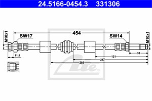 Bremseslange, Framaksel, FORD GALAXY I, SEAT ALHAMBRA, VW SHARAN, 1001348, 7335771, 7M0 611 701 D, 95VW-2078-AE