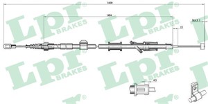 Kabel, parkeringsbremse, Bak, Høyre, VOLVO S40 I, S40 II, V40 Kombi, 13872577, 68190339