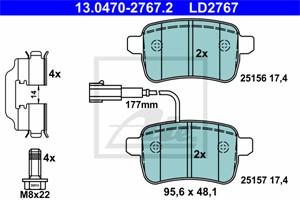 Bremseklosser sett, Bakaksel, ALFA ROMEO GIULIETTA, GIULIETTA Skåp/halvkombi, 71770092, 77365357