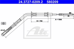 Kabel, parkeringsbremse, Bak, BMW 5 [E28], 34 41 1 150 896