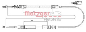 Kabel, parkeringsbremse, Bak, Venstre, OPEL CORSA C, 09191578, 522447, 9191578