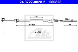 Kabel, parkeringsbremse, Bakre venstre, PEUGEOT 406 Coupé, 4745 J6