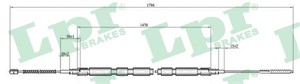 Kabel, parkeringsbremse, Bak, Høyre, Venstre, VW CADDY Pick-up II, 6U7609721