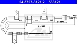 Kabel, parkeringsbremse, Høyre bak, HYUNDAI GETZ, 59770-1C300