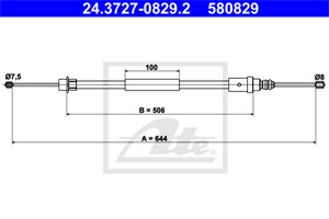 Kabel, parkeringsbremse, Høyre bak, PEUGEOT 406 Coupé, 4745 J7