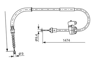 Kabel, parkeringsbremse, Venstre, MINI MINI CLUBMAN, MINI CLUBVAN, 34 40 6 770 869
