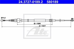 Kabel, parkeringsbremse, Bak, AUDI TT, TT Roadster, 8N0 609 721 F