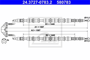 Kabel, parkeringsbremse, Bak, OPEL,VAUXHALL, 13153654, 5 22 453