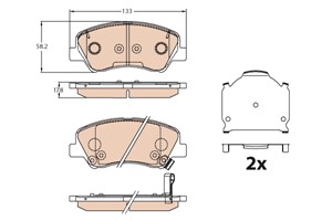 Bremseklosser sett, HYUNDAI i20 II, i20 ACTIVE, i20 Coupé II, KIA RIO Sedan IV, 58101-C8A00, 58101-C8A50, 58101-H5A25, 58302-H5A00