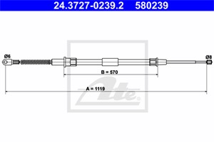 Kabel, parkeringsbremse, Høyre bak, BMW 7 [E38], 35 51 1 161 474