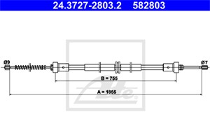 Kabel, parkeringsbremse, Bak, RENAULT TWINGO III, SMART FORFOUR Halvkombi, 36 40 262 55R, 453 420 01 85