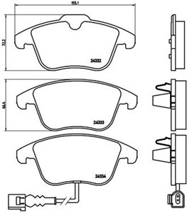 Bremseklosser sett, Framaksel, AUDI Q3, SEAT ALHAMBRA, VW PASSAT B7, SHARAN, SHARAN VAN, TIGUAN, TIGUAN VAN, 5N0698151, 5N0698151A, 5N06