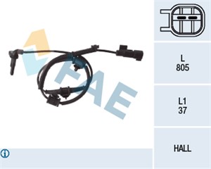 Sensor, hjulturtall, Framaksel, OPEL INSIGNIA A, INSIGNIA A Sedan, INSIGNIA A Sports Tourer, SAAB 9-5, 12 848 538, 1235053, 1235326, 124