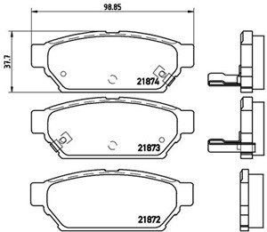 Bremseklosser sett, Bakaksel, MITSUBISHI,PROTON, AY060MT007, MB928314, MR205377, MR389565, MR389569, MZ690171, MZ690343, X3516003