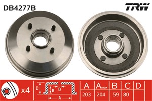 Bremsetrommel, Bakaksel, FORD, 1011288, 1499062, 4053719, 7173157, 7296355, 7S51-1113-BA, 96AB-1113-AB, YS6W-1113-BA