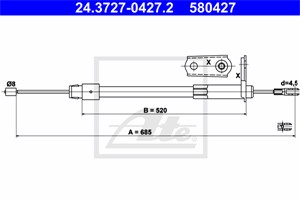 Kabel, parkeringsbremse, Høyre bak, MERCEDES-BENZ A-KLASS [W168], VANEO [414], 168 420 07 85, A 168 420 07 85
