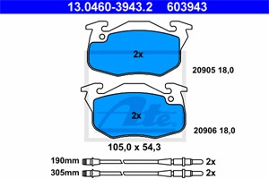 Bremseklosser sett, Framaksel, PEUGEOT 106 I, 106 II, 106 Van Skåp/halvkombi I, 106 Van Skåp/halvkombi II, 4250 91, 4250 92, 4251 20, 95