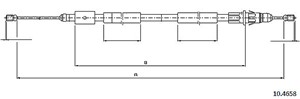 Kabel, parkeringsbremse, Høyre bak, CITROËN XSARA PICASSO, 4745.W1, 4745.Z6, 9643731980