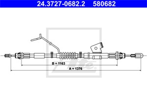 Kabel, parkeringsbremse, Bakre venstre, FORD TOURNEO CUSTOM V362 Buss, TRANSIT CUSTOM V362 Buss, 1763933, 1802095, 1817254, 1830522, BK2