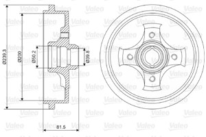 Bremsetrommel, Bakaksel, AUDI,SEAT,SKODA,VW, 191501615A, 1H0501615A, 6U0501615B