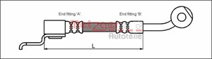 Bremseslange, Foran høyre, JEEP CHEROKEE, GRAND CHEROKEE I, WRANGLER II, 52006470, 52007582, 52008674, 52008674AC, 52008674AD